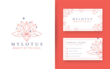 Abstract Lotus stone crystal logo design