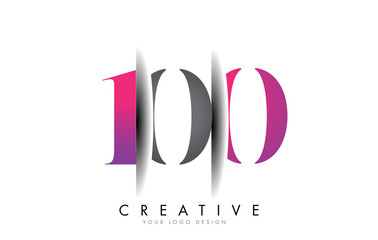 100 1 0 Grey and Pink Number Logo with Creative Shadow Cut Vector.