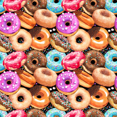 donuts sweet pattern pile fall fly cafe menu background seamless repeating sweet website fabric print