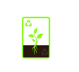 The process of the plant, a green plant in the ground, a symbol of recycling, ecology.