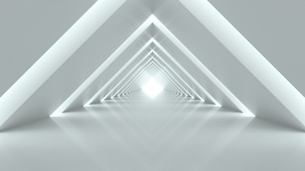 3d render white clean empty hall abstract background