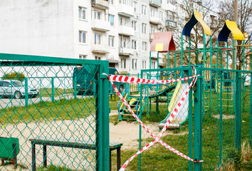 Fototapeta na wymiar quarantined playground on spring day