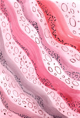 Watercolor pattern pink background waves and spots