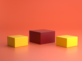 Fototapeta premium 3d render ofbackground with a pedestal and a showcase, abstract minimal concept, blank space, simple clean design, minimalist mockup