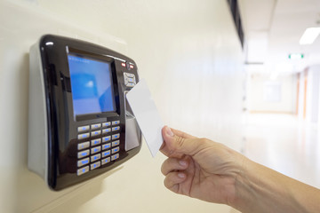 Hand to use key card open automatic access security door control