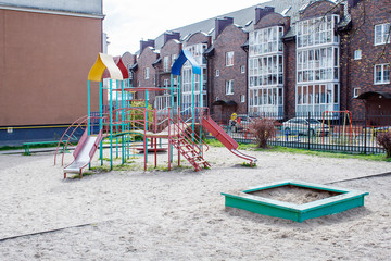 quarantined playground on spring day