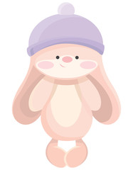 Naklejka premium Cute teddy hare. Beautiful toy in cartoon style.