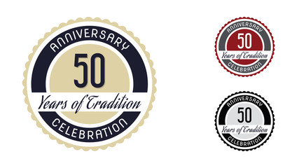 Anniversary celebration emblem 50th years (fifty years) of Tradition. Set of Anniversary Celebration Badges.