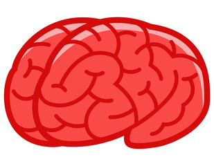 Human brain in cartoon style. Three quarter view illustration.