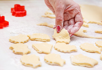 womanl bakes homemade cookies. hands closeup
