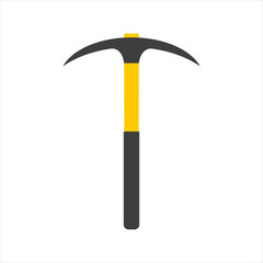 Pickaxe with iron tip. Miners hand tool for extracting minerals.