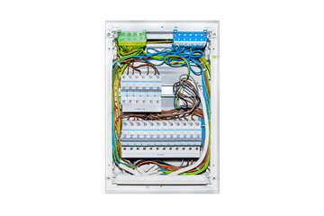 Single-phase fuse box for lighting the house in the OFF position with a self-locking block for...