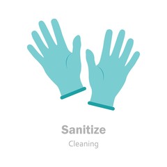 Sanitizer cleaning icon. Protective gloves on a white background. Vector illustration