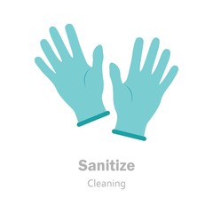 Sanitizer cleaning icon. Protective gloves on a white background. Vector illustration