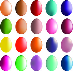 Easter colored eggs - isolated on white background