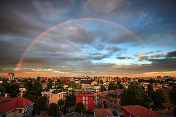 rainbow over the city