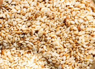 Sesame seeds in glass jar