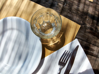 table setting with glass of water