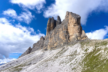 Unesco site of Tre Cime di Lavaredo in the italian Dolomites