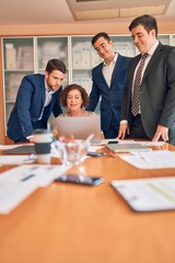 Business lawyers workers meeting at law firm office. Professional executive partners working on finance strategry at the workplace