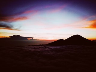 The Sunrise On The Volcano Batur On The Island Of Bali In Indonesia