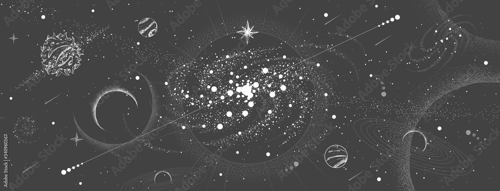 Wall mural vector illustration of astrology background. outer space and planets