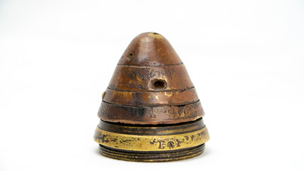 WW1 British 18 Pounder Shrapnel Shell Fuse. Fired 18 pdr fuse cap from Ypres