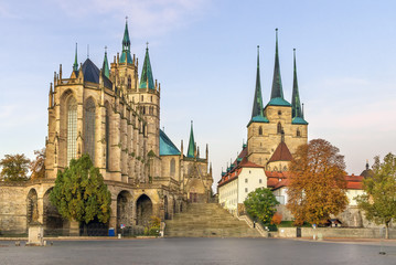 Fototapeta na wymiar Erfurt Cathedral and Severikirche, Germany