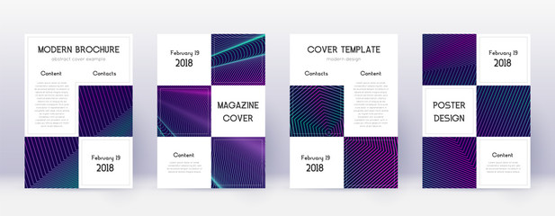 Business brochure design template set. Neon abstra