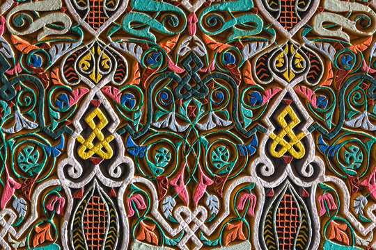 Typical building and details of Arab architecture. Doors, windows, mosaics, crafts