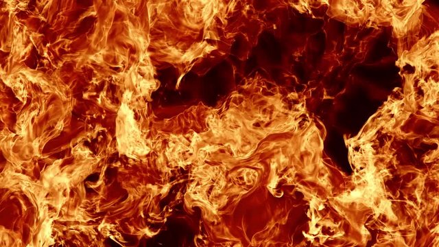 Fire wall burning. Flames on black background. 4K motion background. 3d rendering. 
