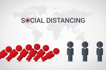 Coronavirus COVID-19 virus social distance concept. Social Distancing warning. EPS10 vector file