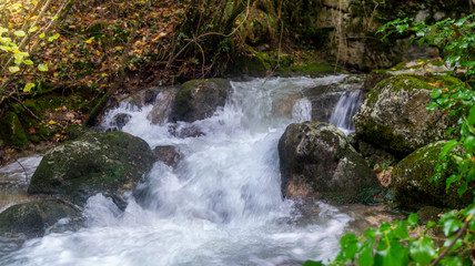 Naklejka na ściany i meble waterfall brook in matese park morcone sassinoro
