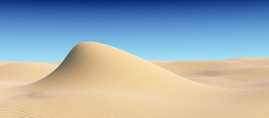 Fototapeta na wymiar Smooth sand hill with waves under blue sky
