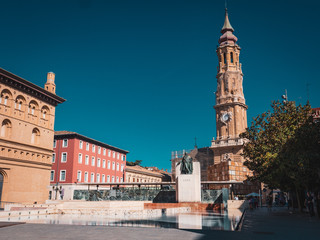 Naklejka premium Plaza del Pilar in Zaragoza, Spain