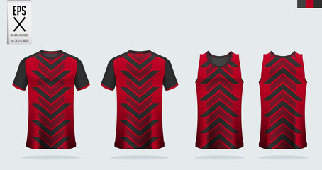 T-shirt mockup, sport shirt template design for soccer jersey, football kit. Tank top for basketball jersey and running singlet. Sport uniform in front view and back view.  Mock up Vector Illustration