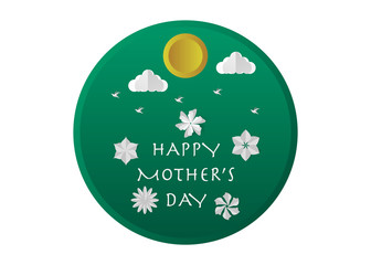 Happy Mother’s day design greeting card. Vector illustration good for the mom holiday,poster,banner,invitation,postcard,wallpaper,background, brochure.Decorated with flowers,sun,clouds.Paper style