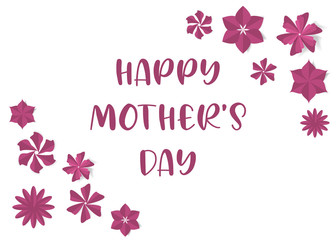 Happy Mother&rsquo;s day design greeting card. Vector illustration good for the mom holiday,poster,banner,invitation,postcard,wallpaper,background, brochure.Decorated with flowers,sun,clouds.Paper style