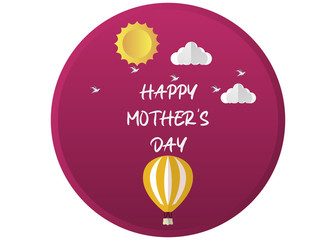 Happy Mother’s day design greeting card. Vector illustration good for the mom holiday,poster,banner,invitation,postcard,wallpaper,background, brochure.Decorated with flowers,sun,clouds.Paper style