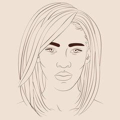 Vector illustration of beautiful black woman. African American pretty girl