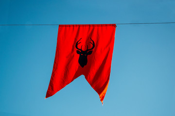 red deer banner with blue sky in the background