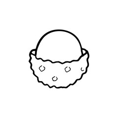 Hand drawn line icon of lychees fruit isolated on white background. Sweet tropical fruit. Simple minimal outline style. Logo design. Vector illustration