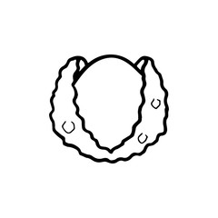 Hand drawn line icon of lychees fruit isolated on white background. Sweet tropical fruit. Simple minimal outline style. Logo design. Vector illustration
