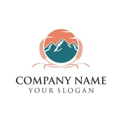 logo mountains and clouds icon vector