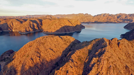 Beautiful landscape of lake between mountains. Take air. © SobrevolandPatagonia