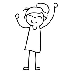 Hand drawing cartoon character happy girl. Pride day vector.