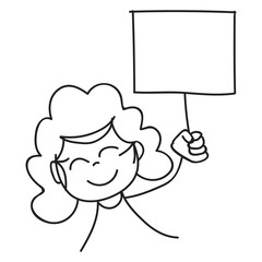 Hand drawing cartoon character happy girl. Pride day vector.