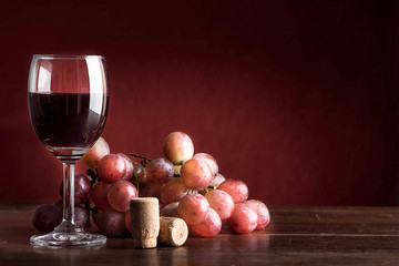 still life with wine and grape