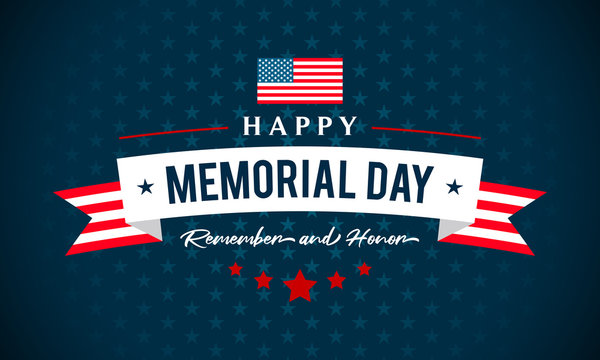 USA Memorial Day - Remember and honor greeting card vector illustration. Text on blue star pattern background