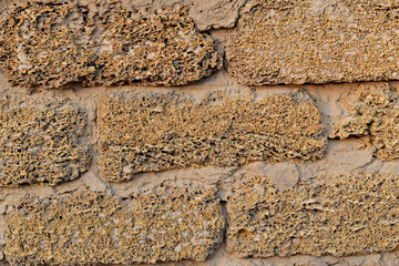 Stone wall made of shell rock.